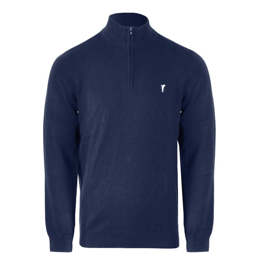 Vetements Golfino Pulls Et Sweats | Pull The Firenze Argyle Troyer Navy Homme