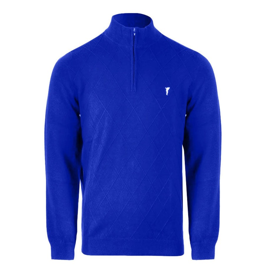 Vetements Golfino Pulls Et Sweats | Pull The Firenze Argyle Troyer Cobalt Homme