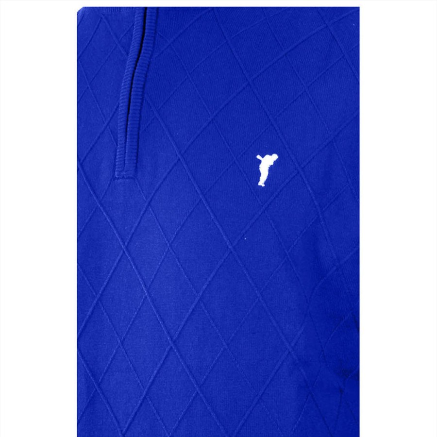 Vetements Golfino Pulls Et Sweats | Pull The Firenze Argyle Troyer Cobalt Homme