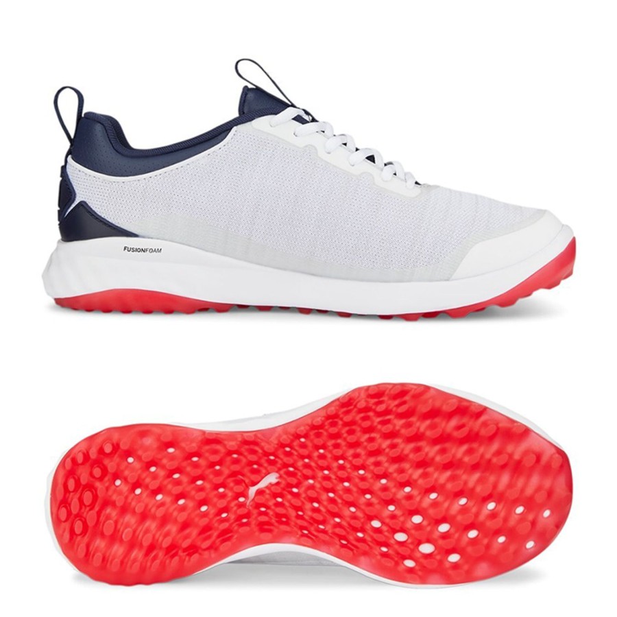 Chaussures Puma Chaussures De Golf Homme | Fusion Pro White Navy Red Homme