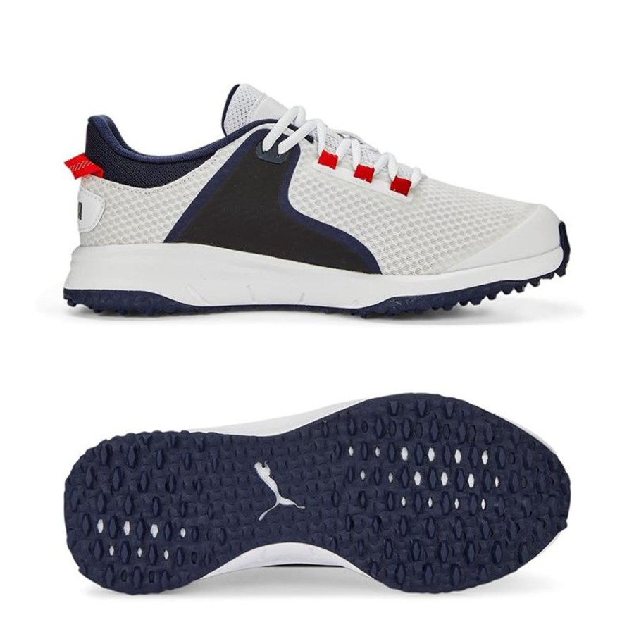 Chaussures Puma Chaussures De Golf Homme | Fusion Grip White Navy Homme