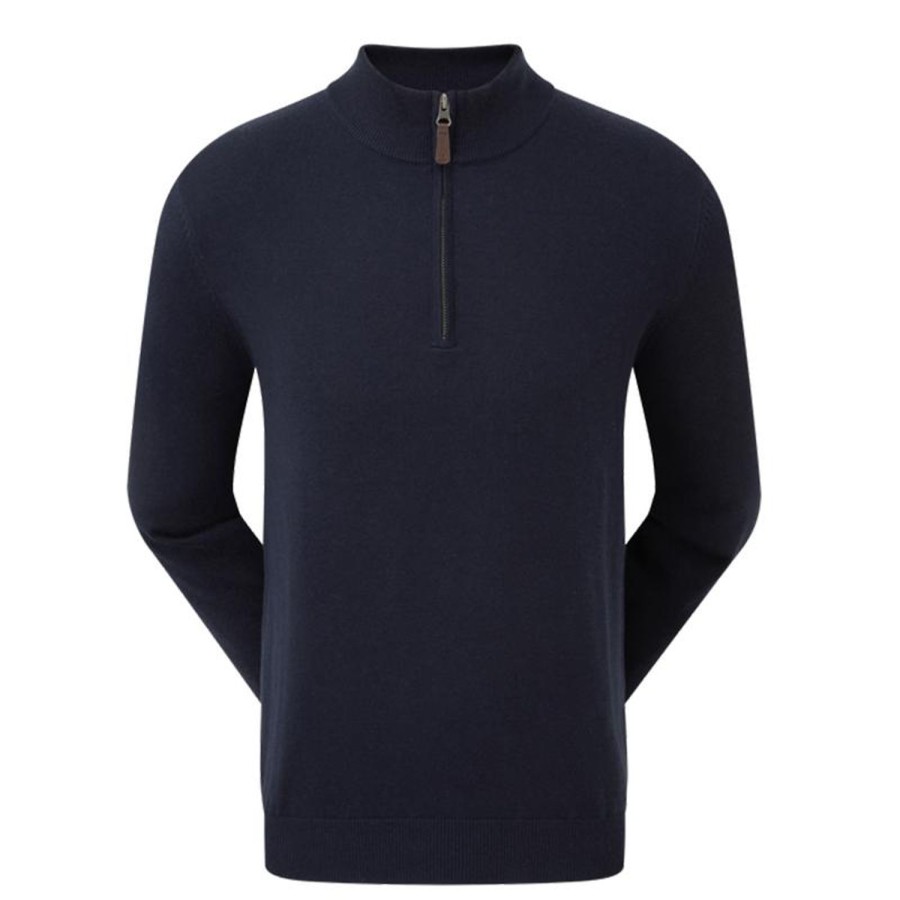 Vetements FootJoy Vestes Et Coupe-Vent | Pullover Zippe Melange De Laine Navy Homme