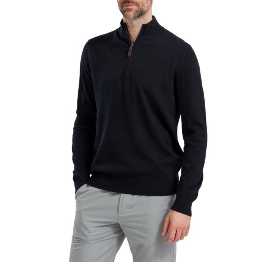 Vetements FootJoy Vestes Et Coupe-Vent | Pullover Zippe Melange De Laine Navy Homme