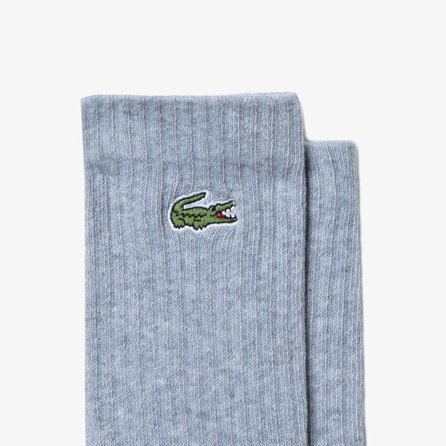 Vetements Lacoste Chaussettes | 3 Paires De Chaussettes Montantes Gris Blanc Noir Homme