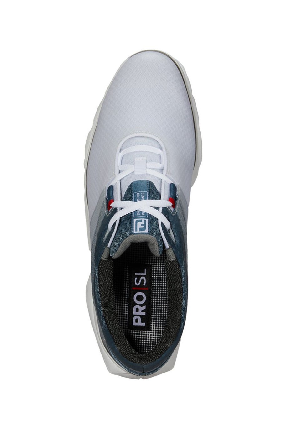 Chaussures FootJoy Chaussures De Golf Homme | Pro Sl Sport Blanc/Bleu Gris 53854 Homme