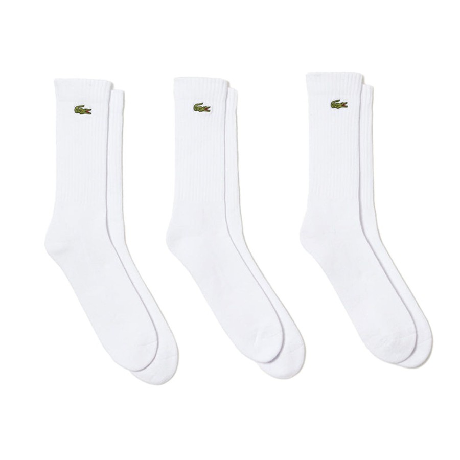 Vetements Lacoste Chaussettes | 3 Paires De Chaussettes Montantes Blanc Homme