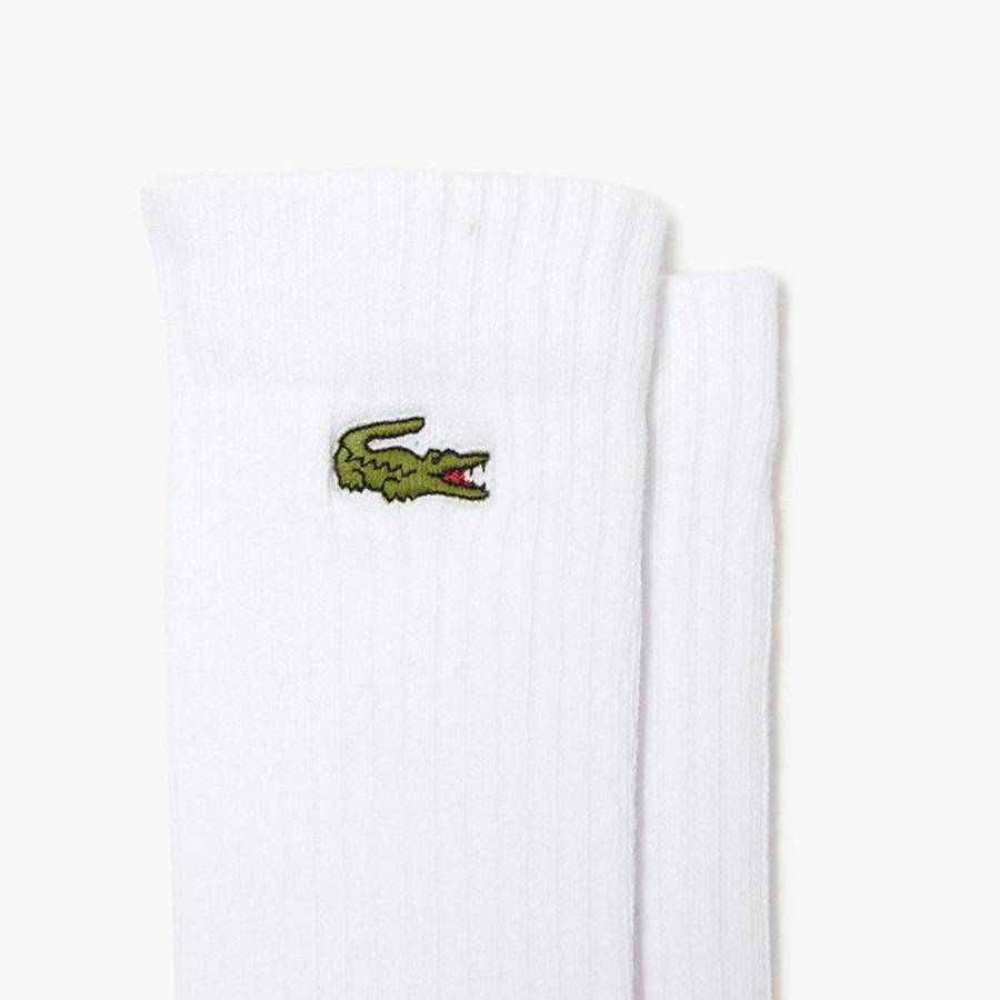 Vetements Lacoste Chaussettes | 3 Paires De Chaussettes Montantes Blanc Homme