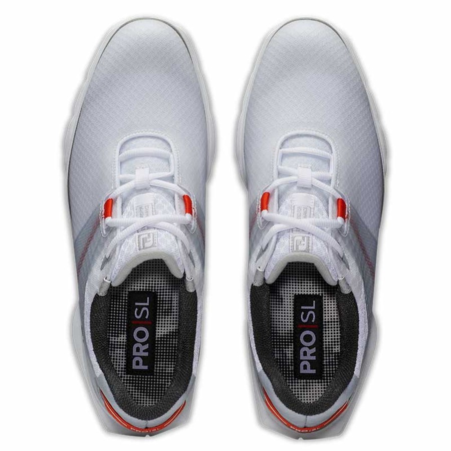 Chaussures FootJoy Chaussures De Golf Homme | Pro Sl Sport Blanc/Gris/Orange 53853 Homme