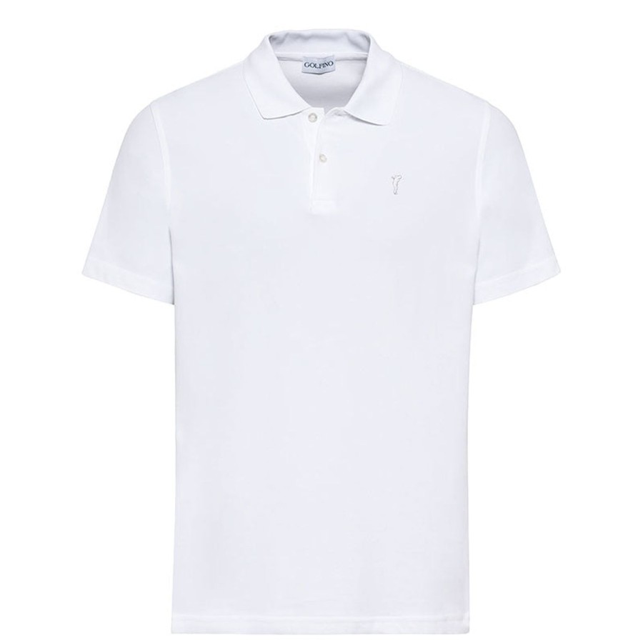 Vetements Golfino Polos | Polo En Tissu Respirant White Homme