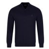 Vetements Golfino Pulls Et Sweats | Coupe-Vent De Golf A Col Camionneur Avec Cachemire Navy Homme