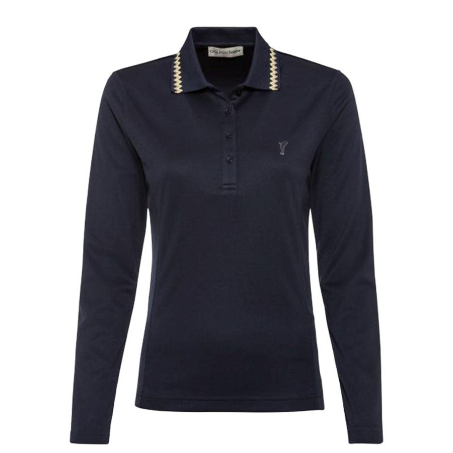 Vetements Golfino Polos | Polo Resistant A Manches Longues Et Kafetex® Navy Femme