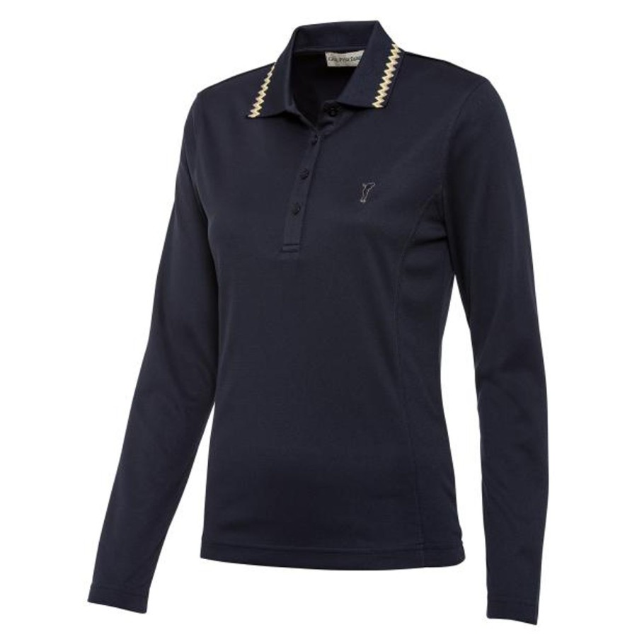 Vetements Golfino Polos | Polo Resistant A Manches Longues Et Kafetex® Navy Femme