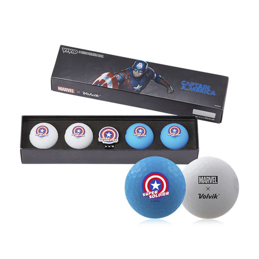 Balles Volvik Balles De Golf | Coffret 4 Balles Vivid Marvel Captain America