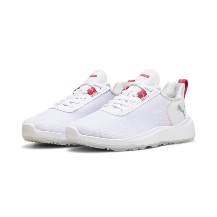 Chaussures Puma Chaussures De Golf Enfant | Fusion Crush Sport White-Garnet Rose Junior