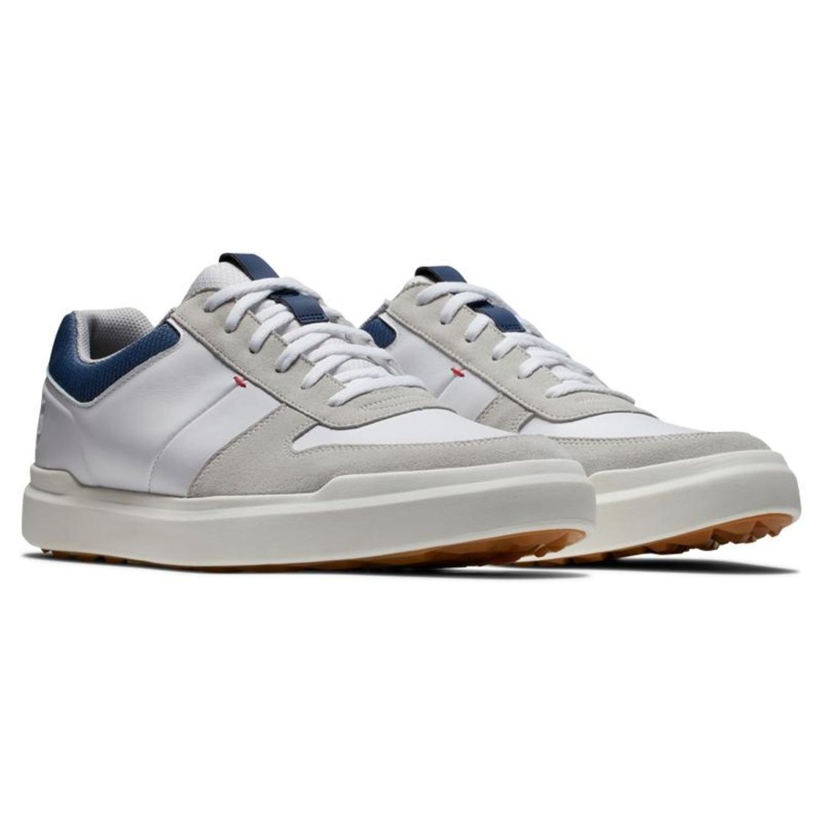 Chaussures FootJoy Chaussures De Golf Homme | Contour Casual 54374 White/Navy/Grey Homme