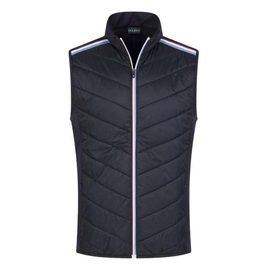 Vetements Golfino Vestes Et Coupe-Vent | Gilet De Golf Stretch Coupe-Vent Avec Protection Antifroid Navy Homme