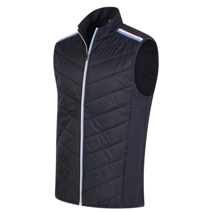 Vetements Golfino Vestes Et Coupe-Vent | Gilet De Golf Stretch Coupe-Vent Avec Protection Antifroid Navy Homme