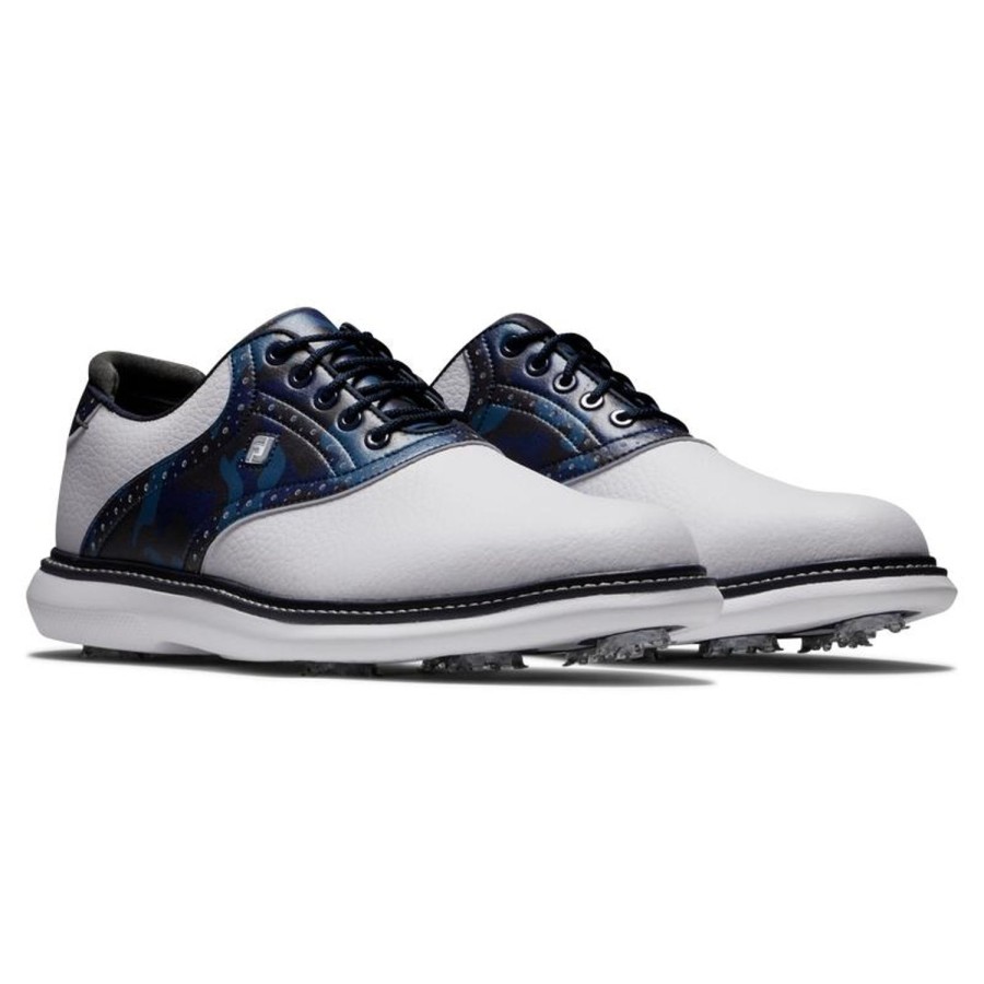 Chaussures FootJoy Chaussures De Golf Homme | Fj Tradition 57945 White/Navy/Multi Homme