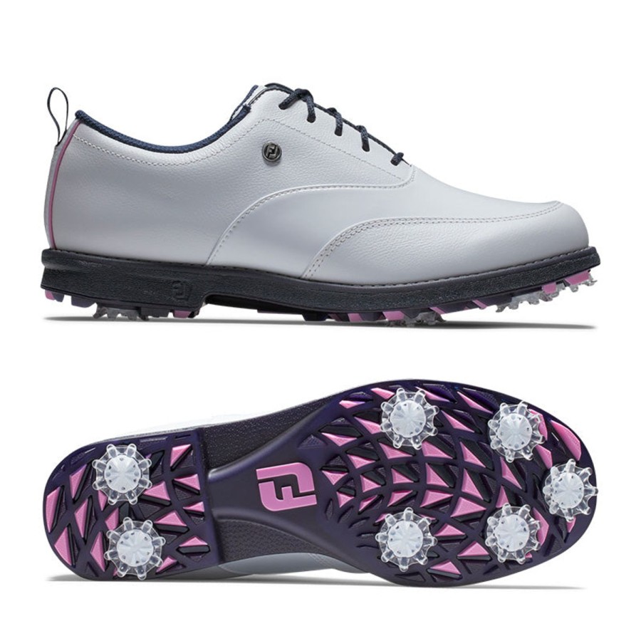 Chaussures FootJoy Chaussures De Golf Femme | Premiere Series Issette 99044 White/Black/Pink Femme