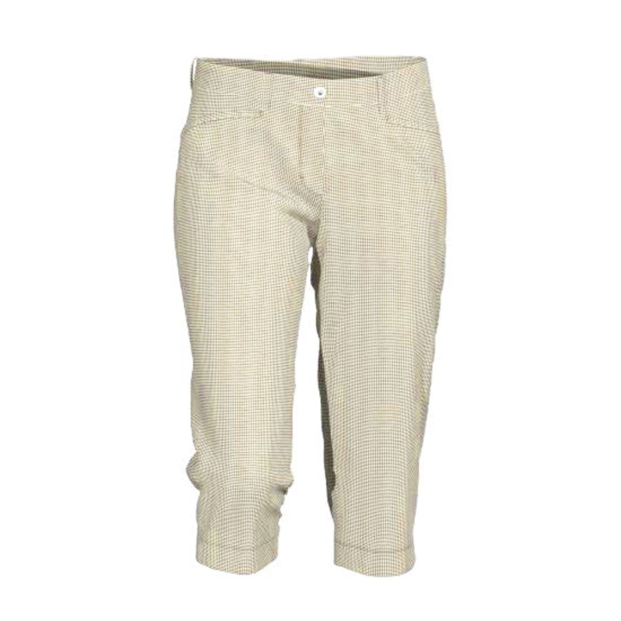 Vetements Brax Golf Pantalons | Pantacourt Clea C 621627E0 Beige Carreaux/55 Femme