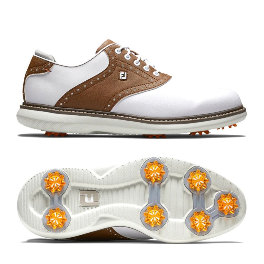 Chaussures FootJoy Chaussures De Golf Homme | Fj Traditions 57905 Blanc/Marron Homme