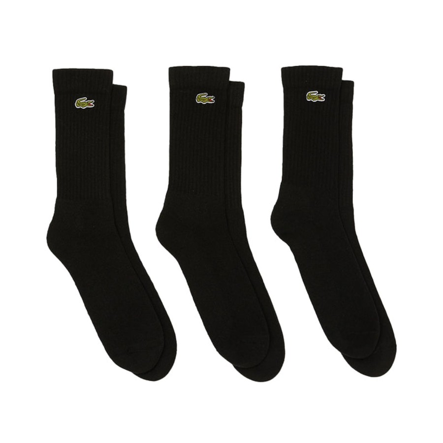 Vetements Lacoste Chaussettes | 3 Paires De Chaussettes Montantes Noir Homme