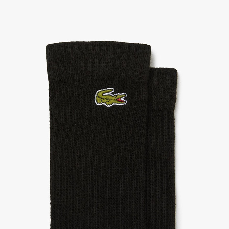 Vetements Lacoste Chaussettes | 3 Paires De Chaussettes Montantes Noir Homme