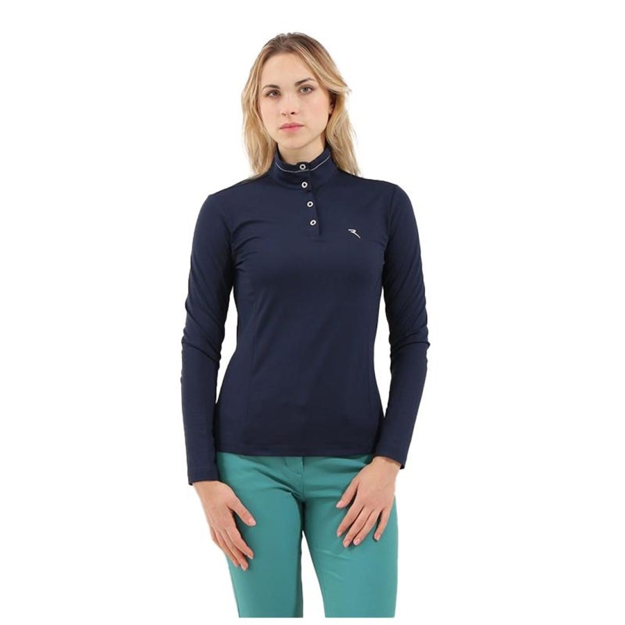 Vetements Chervo Polos | Polo Manche Longue Tecla Navy Femme