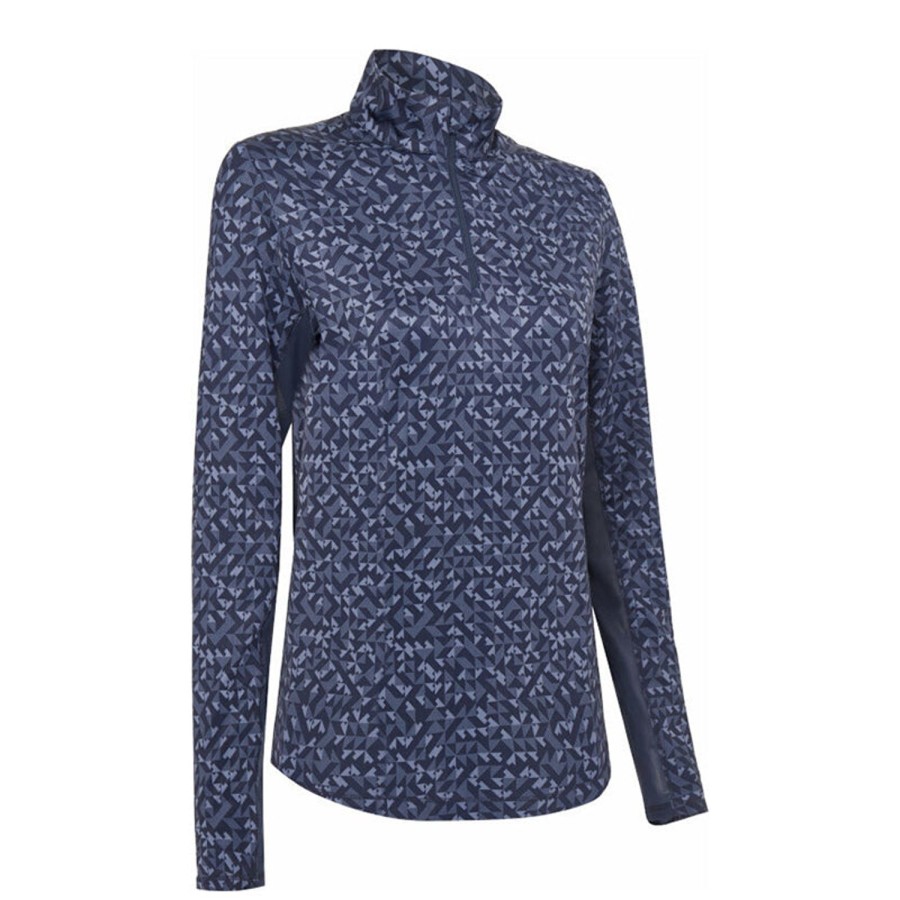 Vetements Callaway Golf Polos | Polo Manches Longues Geo Printed Peacot Femme