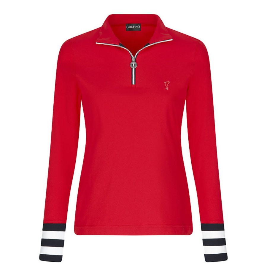 Vetements Golfino Polos | Polo Camionneur Avec Gestion De L'Humidite Et Protection Antifroid Brillant Red Femme