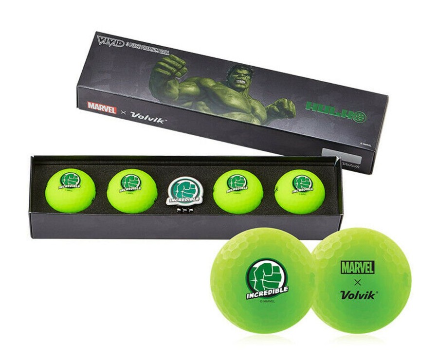 Balles Volvik Balles De Golf | Coffret 4 Balles Vivid Marvel Hulk