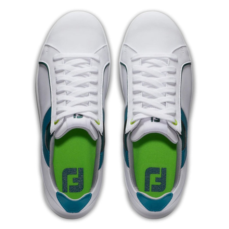 Chaussures FootJoy Chaussures De Golf Femme | Fj Links 98157 Blanc/Vert Femme