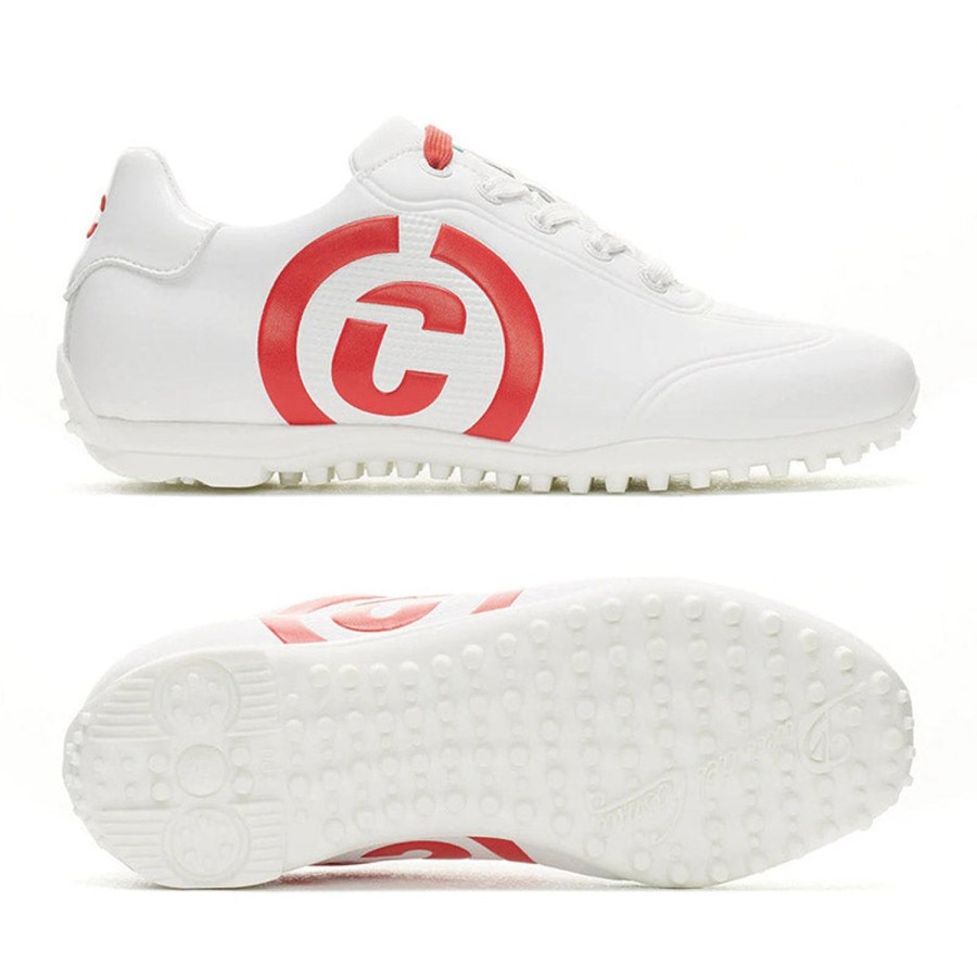 Chaussures Duca Del Cosma Chaussures De Golf Femme | Queenscup 122001 Blanc/Rouge Femme