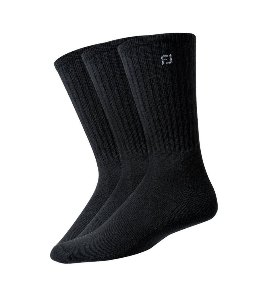 Vetements FootJoy Chaussettes | 3 Paires De Chaussettes Fj Comfortsof Crew Noir Homme