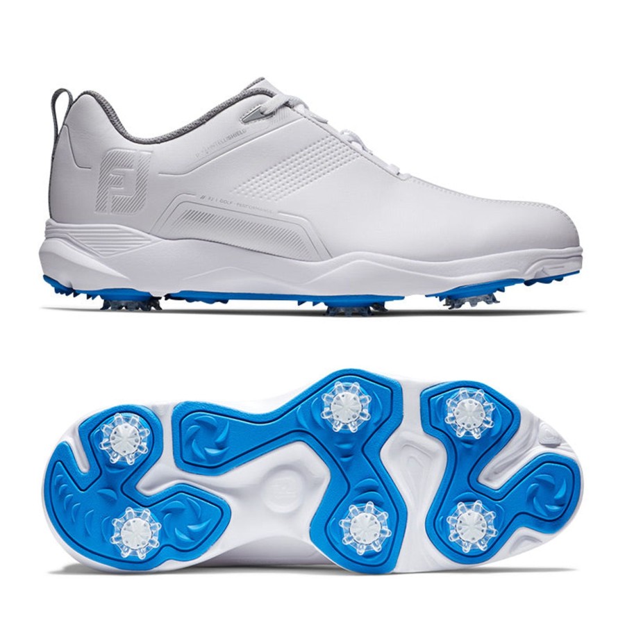 Chaussures FootJoy Chaussures De Golf Homme | Ecomfort 57702 Blanc/Argent Homme