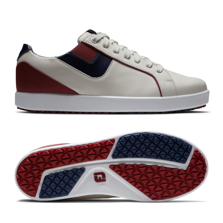 Chaussures FootJoy Chaussures De Golf Femme | Fj Links 98149 Creme/Bordeaux/Marine Femme