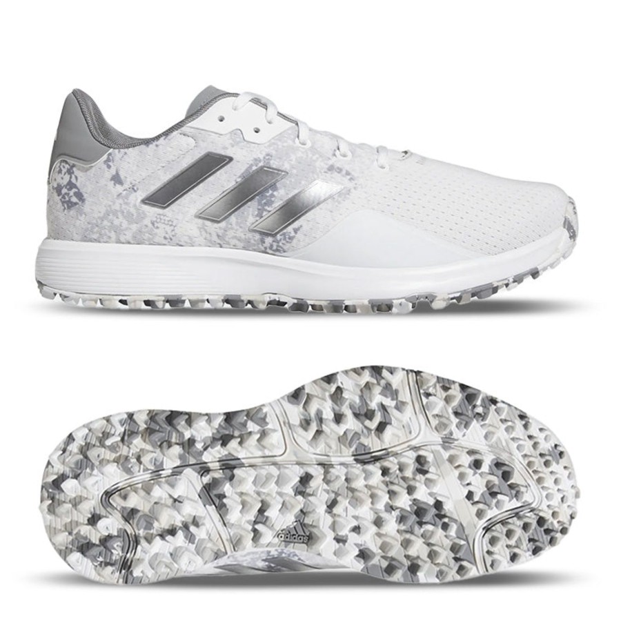 Chaussures Adidas Chaussures De Golf Homme | S2G Sl Gv9401 White Matte Silver Homme