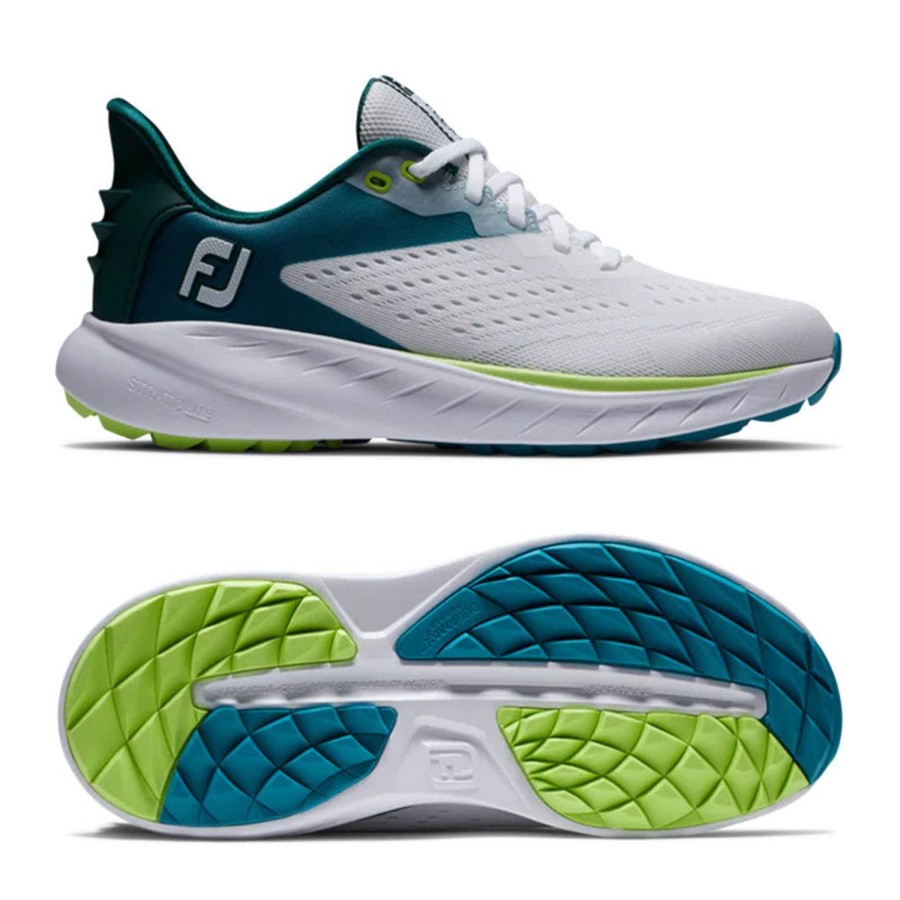 Chaussures FootJoy Chaussures De Golf Femme | Fj Flex Xp 95423 White Teal Femme