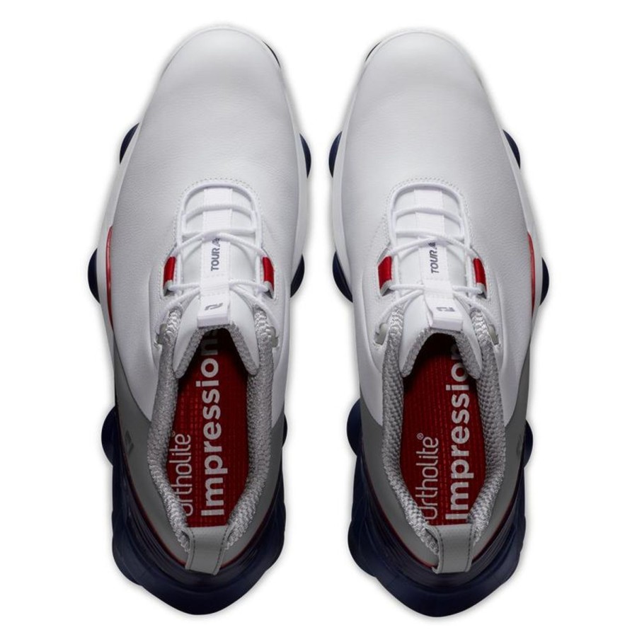 Chaussures FootJoy Chaussures De Golf Homme | Tour Alpha 55500 White/Navy/Grey Homme