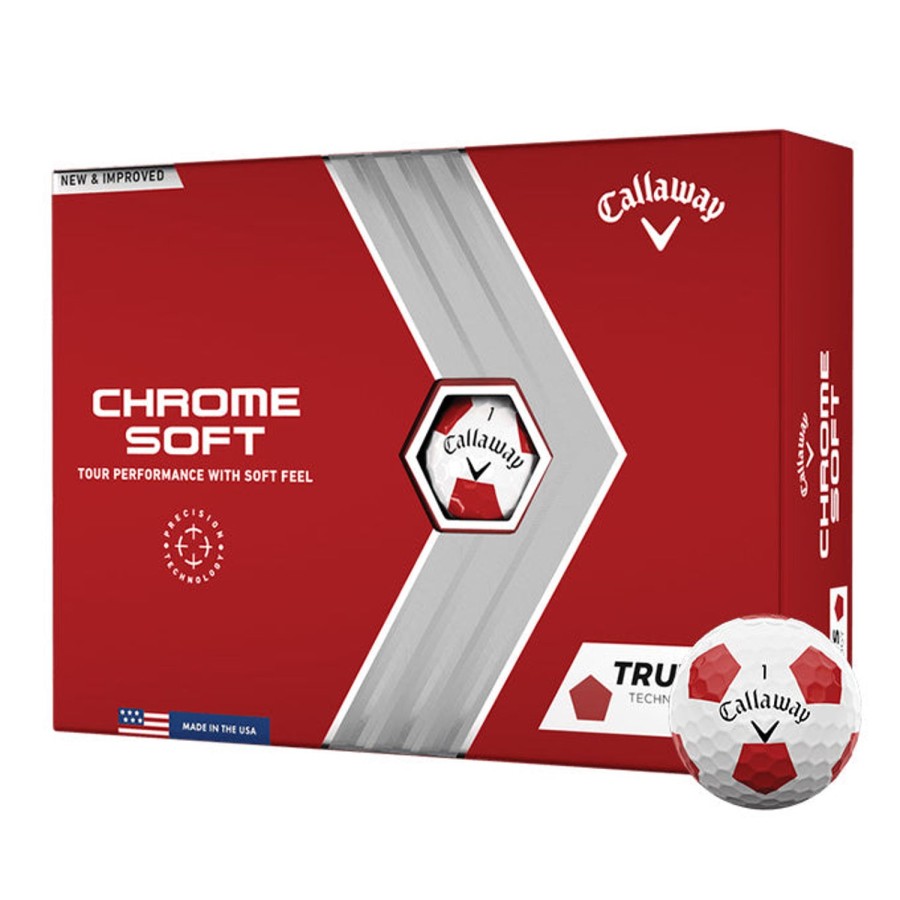 Balles Callaway Golf Balles De Golf Callaway | 12 Balles De Golf Chrome Soft Truvis Rouge/Blanc