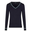 Vetements Golfino Pulls Et Sweats | Pull-Over A Col En V Avec Du Cachemire Navy Femme