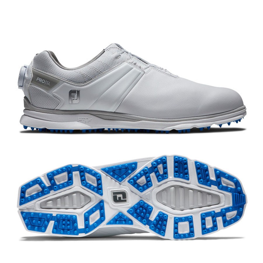 Chaussures FootJoy Chaussures De Golf Homme | Pro Sl Boa Blanc/Gris 53078 Homme