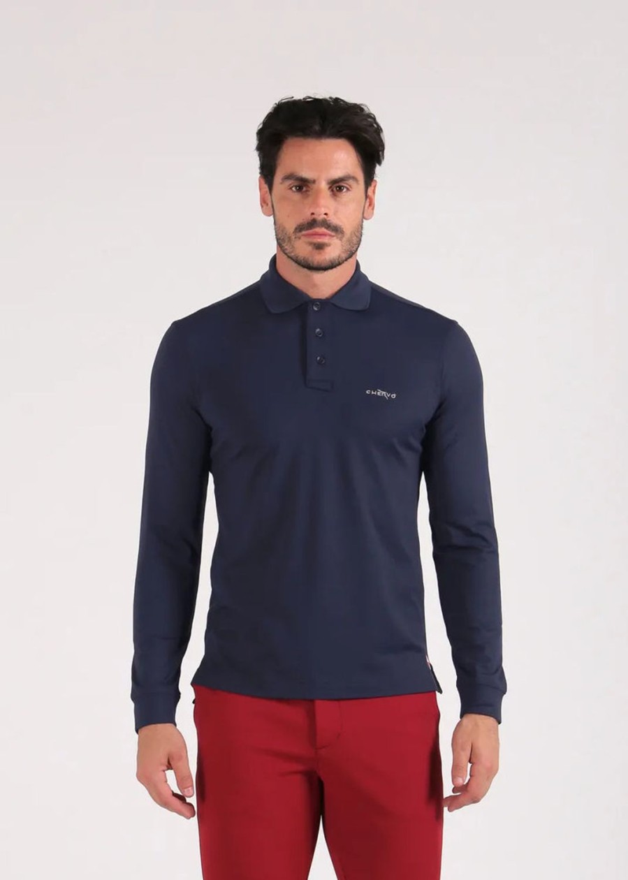 Vetements Chervo Polos | Polo Manches Longues Anguy Blue Homme