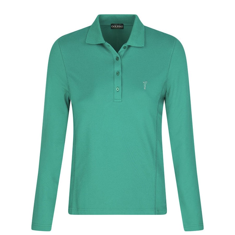 Vetements Golfino Polos | Polo A Manches Longues Avec Protection Uv Mia Rich Green Femme