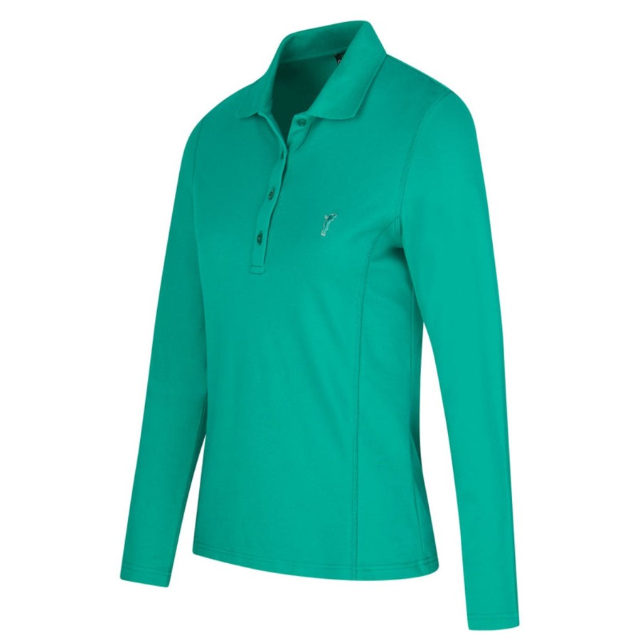 Vetements Golfino Polos | Polo A Manches Longues Avec Protection Uv Mia Rich Green Femme