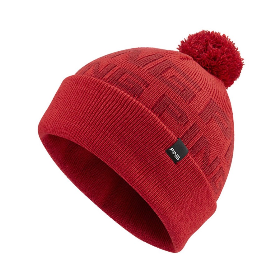 Vetements Ping Bonnets Et Echarpes | Bonnet Logo Bobble Ii Red Homme