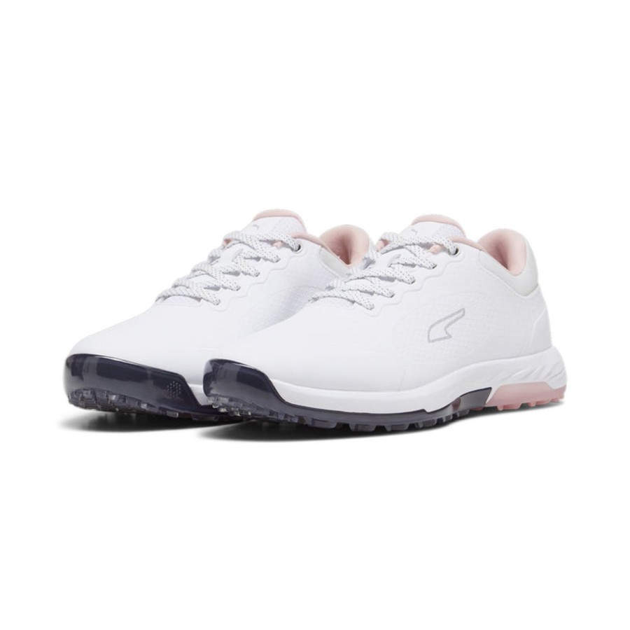 Chaussures Puma Chaussures De Golf Femme | Alphacat White Deep Navy-Peach Smoothie Femme