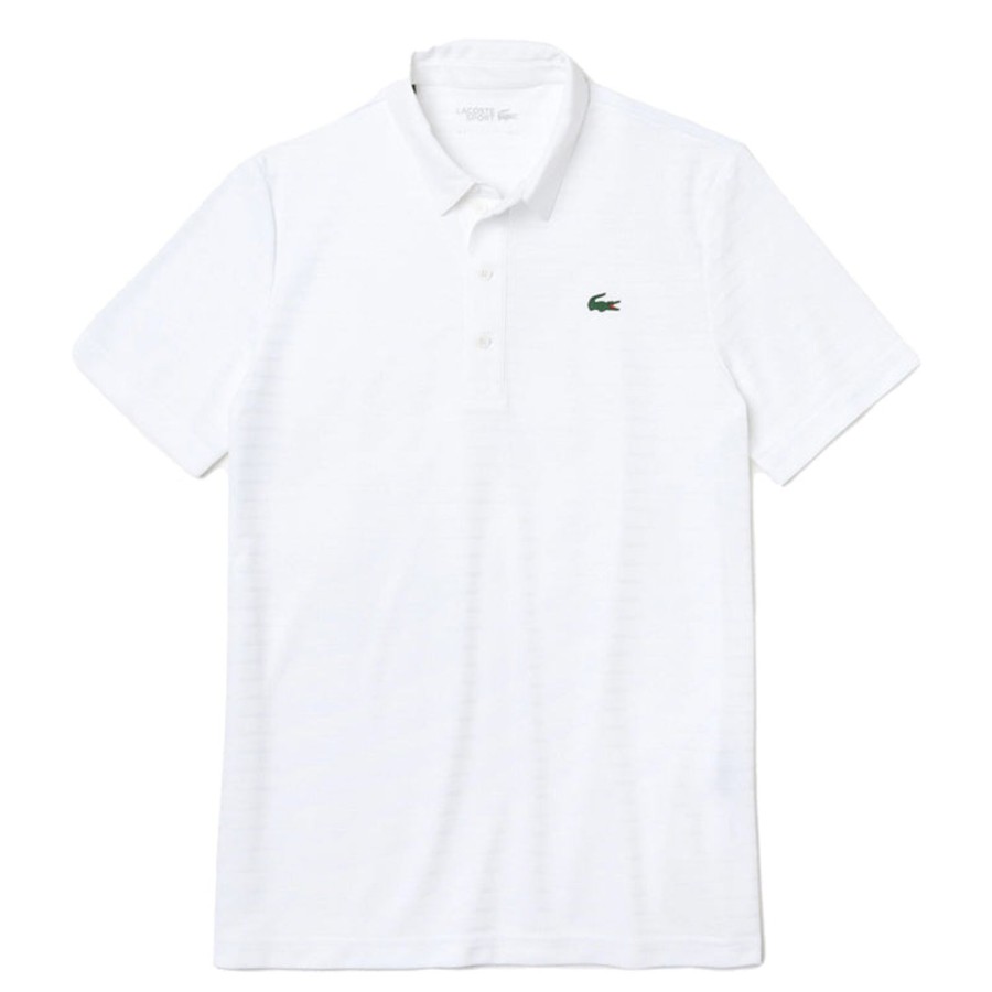 Vetements Lacoste Polos | Polo Respirant Texture Blanc Homme