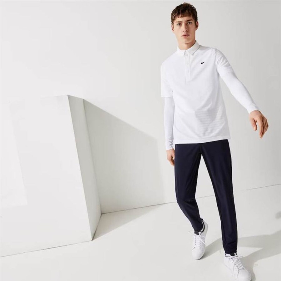 Vetements Lacoste Polos | Polo Respirant Texture Blanc Homme