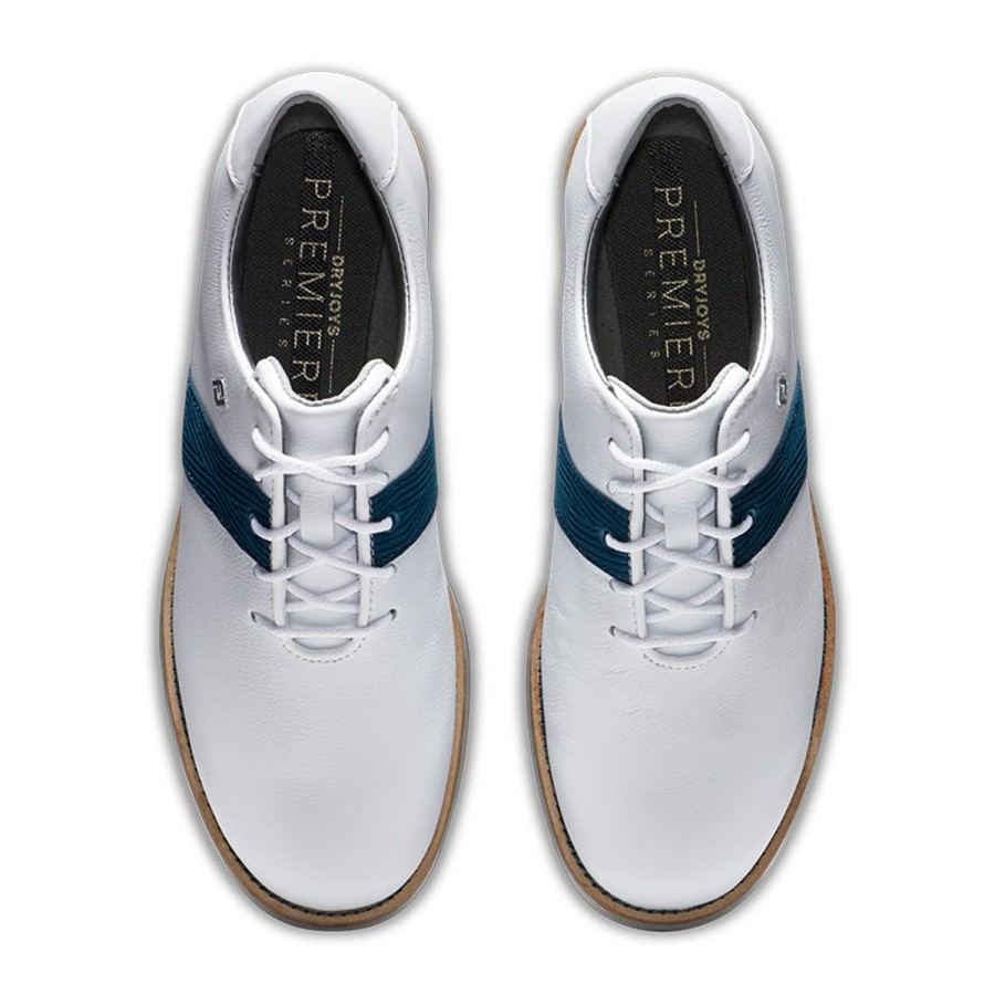 Chaussures FootJoy Chaussures De Golf Femme | Fj Premiere Series 99020 Blanc/Bleu Femme